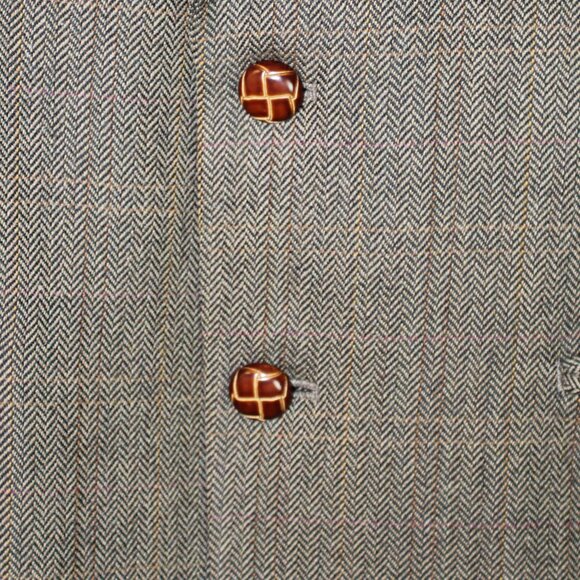 Houndstooth Blazer Brown Patches on Elbows Size 40 Slim 100% Lamb's Wool - Picture 8 of 13